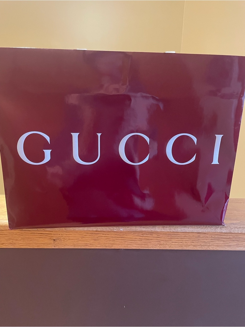 Gucci Deep Burgundy Shopping Bag with White Logo